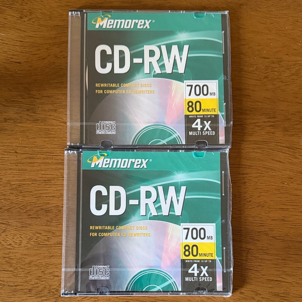 Lot of 2 Memorex CD-RW 700MB 80 Min 4x Rewritable Discs Sealed